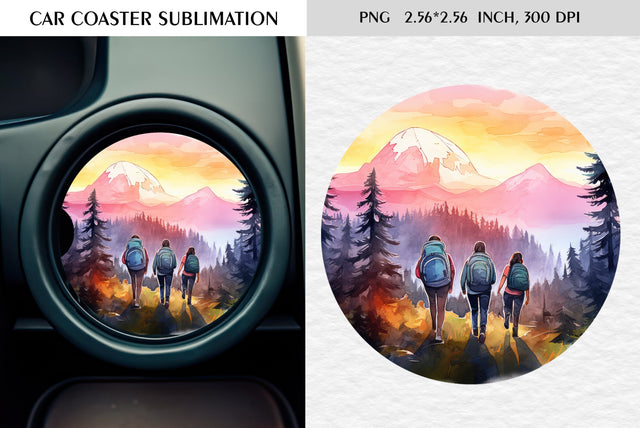 Watercolor camping car coaster sublimation Sublimation Kseniia designer 