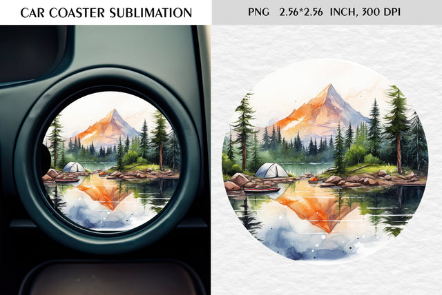 Watercolor camping car coaster sublimation Sublimation Kseniia designer 