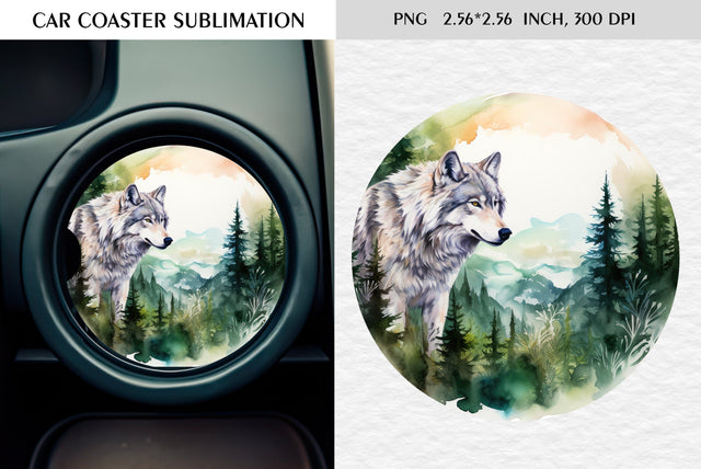 Watercolor camping car coaster sublimation Sublimation Kseniia designer 