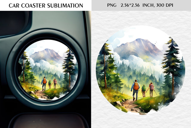 Watercolor camping car coaster sublimation Sublimation Kseniia designer 