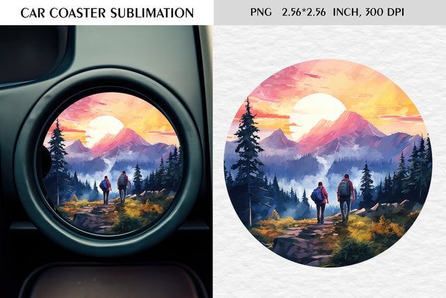 Watercolor camping car coaster sublimation Sublimation Kseniia designer 