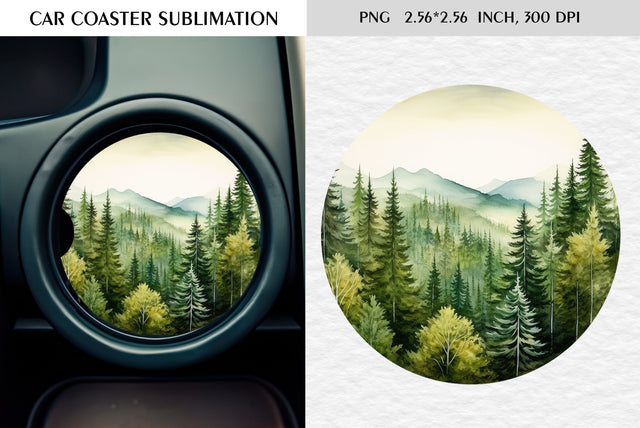 Watercolor camping car coaster sublimation Sublimation Kseniia designer 