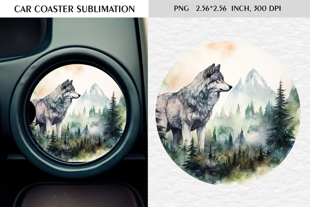 Watercolor camping car coaster sublimation Sublimation Kseniia designer 