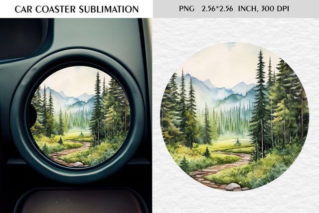 Watercolor camping car coaster sublimation Sublimation Kseniia designer 