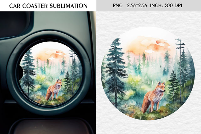 Watercolor camping car coaster sublimation Sublimation Kseniia designer 