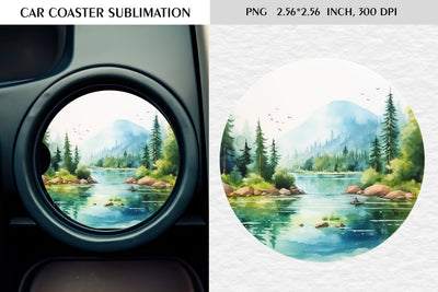 Watercolor camping car coaster sublimation Sublimation Kseniia designer 