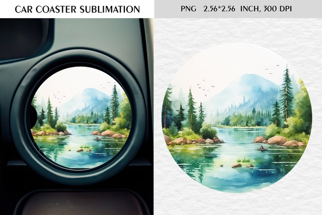 Watercolor camping car coaster sublimation Sublimation Kseniia designer 