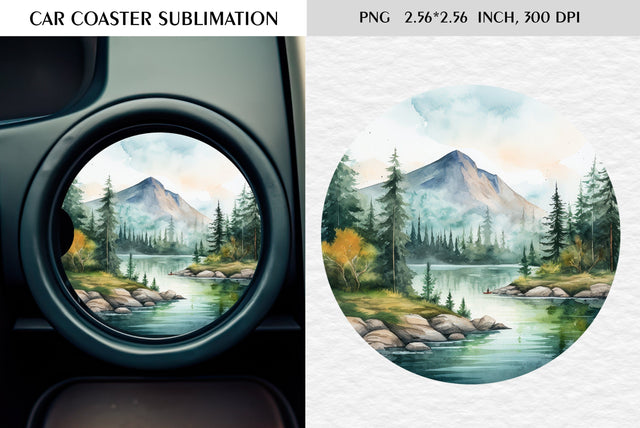 Watercolor camping car coaster sublimation Sublimation Kseniia designer 
