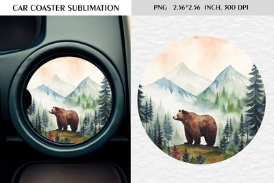 Watercolor camping car coaster sublimation Sublimation Kseniia designer 