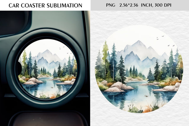 Watercolor camping car coaster sublimation Sublimation Kseniia designer 