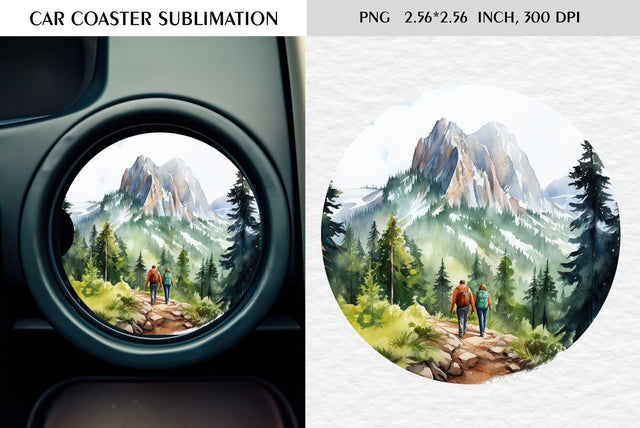 Watercolor camping car coaster sublimation Sublimation Kseniia designer 