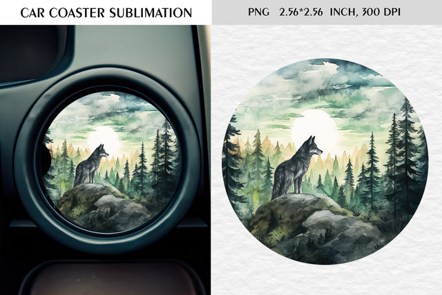 Watercolor camping car coaster sublimation Sublimation Kseniia designer 