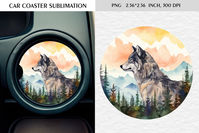 Watercolor camping car coaster sublimation Sublimation Kseniia designer 