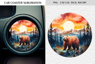 Watercolor camping car coaster sublimation Sublimation Kseniia designer 