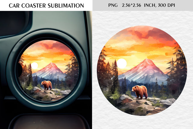 Watercolor camping car coaster sublimation Sublimation Kseniia designer 