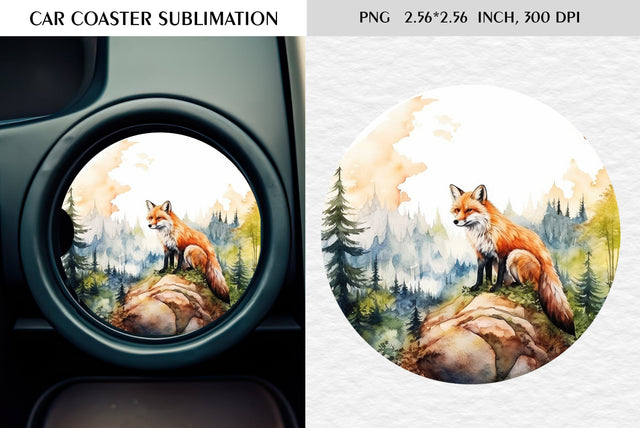 Watercolor camping car coaster sublimation Sublimation Kseniia designer 