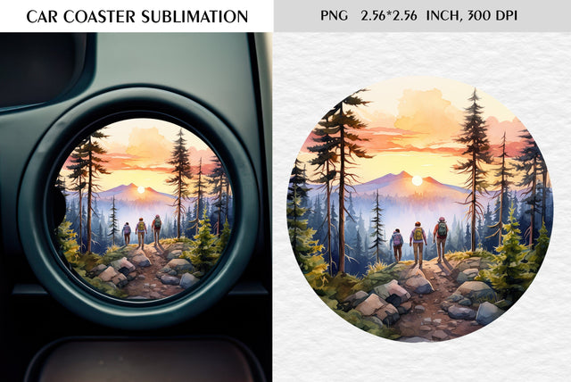 Watercolor camping car coaster sublimation Sublimation Kseniia designer 