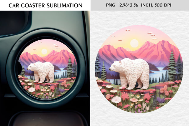 Watercolor camping car coaster sublimation Sublimation Kseniia designer 