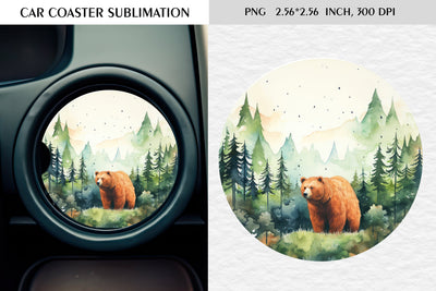 Watercolor camping car coaster sublimation Sublimation Kseniia designer 