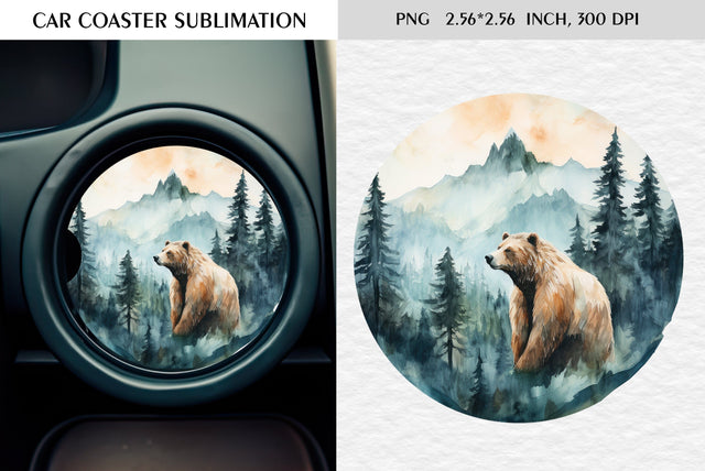 Watercolor camping car coaster sublimation Sublimation Kseniia designer 