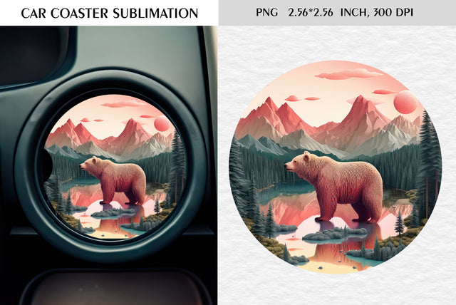 Watercolor camping car coaster sublimation Sublimation Kseniia designer 