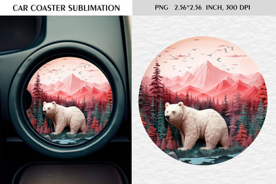 Watercolor camping car coaster sublimation Sublimation Kseniia designer 