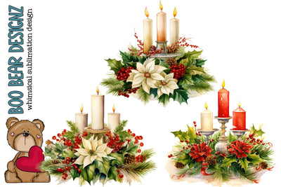 Watercolor Candle Center piece Clipart Sublimation Boo Bear Designz 