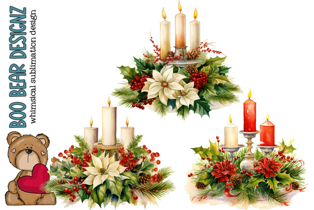 Watercolor Candle Center piece Clipart Sublimation Boo Bear Designz 