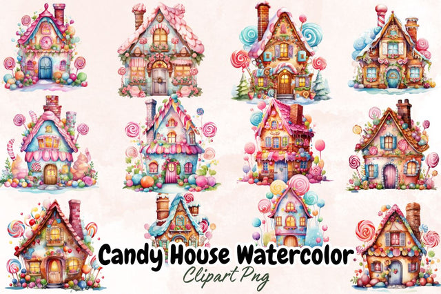 Watercolor Candy House Sublimation Bundle Sublimation Designangry 