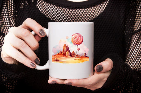 Watercolor Candy Planet Landscape Clipart Bundle Sublimation Designangry 