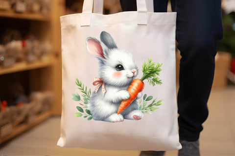 Watercolor Carrot Bunny Rabbit Clipart Sublimation Rupkotha 