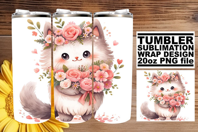 Watercolor Cat Lover 20oz Tumbler Design Sublimation afrosvg 