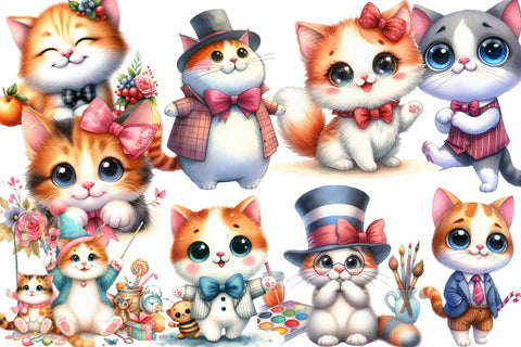 Watercolor Cats Clipart Sublimation Rupkotha 