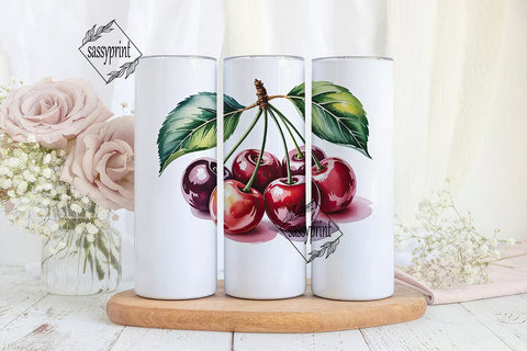 Watercolor Cherry 20oz Tumbler Design Sublimation sassyprint 