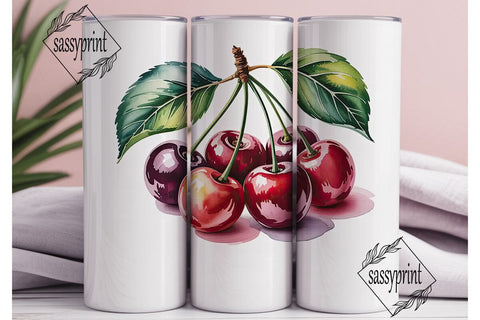 Watercolor Cherry 20oz Tumbler Design Sublimation sassyprint 