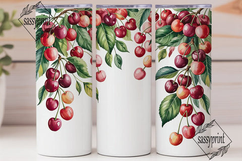 Watercolor Cherry 20oz Tumbler Design Sublimation sassyprint 