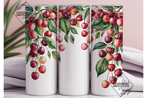 Watercolor Cherry 20oz Tumbler Design Sublimation sassyprint 