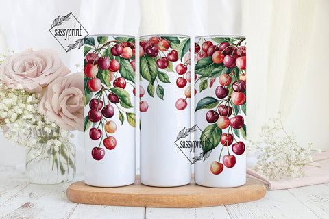 Watercolor Cherry 20oz Tumbler Design Sublimation sassyprint 