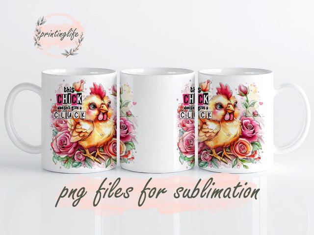Watercolor Chicken Mug Wrap Design, Instant Digital Design Download Mug Wrap Design, Mug Design PNG Sublimation PrintingLife 