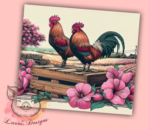 Watercolor Chickens 20oz Tumbler Png, Straight & Tapered Tumbler Png, Chicken Lady Tumbler Png, Digital Download PNG Sublimation Lara' s Designs 