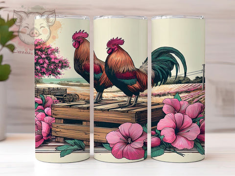 Watercolor Chickens 20oz Tumbler Png, Straight & Tapered Tumbler Png, Chicken Lady Tumbler Png, Digital Download PNG Sublimation Lara' s Designs 