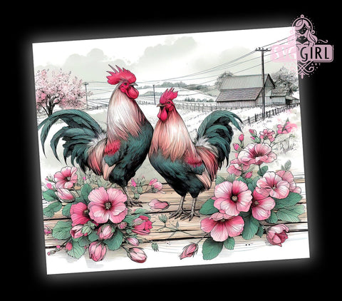 Watercolor Chickens 20oz Tumbler Wrap Sublimation Design, Straight Tapered Tumbler Wrap, Rustic Country Farm Tumbler Png, Instant Digital Download Sublimation SvggirlplusArt 