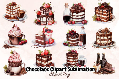 Watercolor Chocolate Clipart Sublimation Bundle Sublimation Designangry 