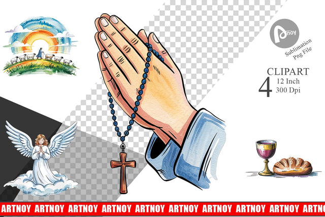 Watercolor Christian Clipart Sublimation artnoy 