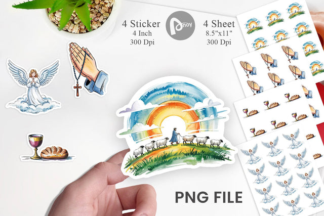 Watercolor Christian Sticker Sublimation artnoy 