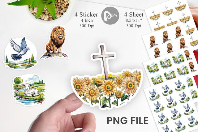 Watercolor Christian Sticker Sublimation artnoy 
