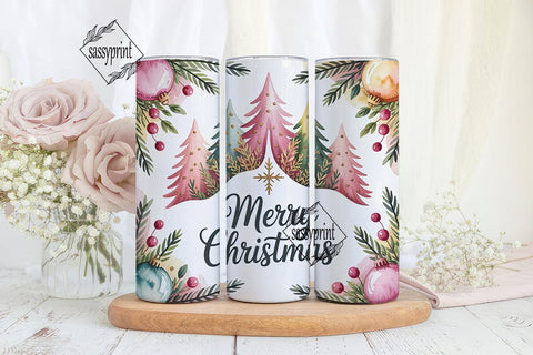 Watercolor Christmas 20oz Tumbler Wrap Sublimation sassyprint 