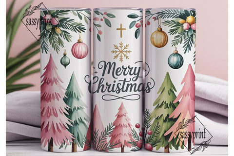 Watercolor Christmas 20oz Tumbler Wrap Sublimation sassyprint 
