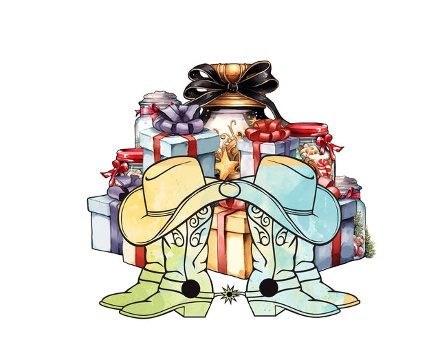 Watercolor Christmas Boots svg file, Christmas Presents clipart SVG png Download Cut File, Christmas svg, Silhouette, Sublimation Printable Sublimation Whitetailcrafts 