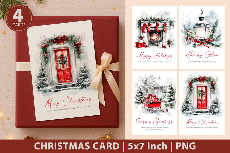 Watercolor christmas card, holiday card SVG KMarinaDesign 